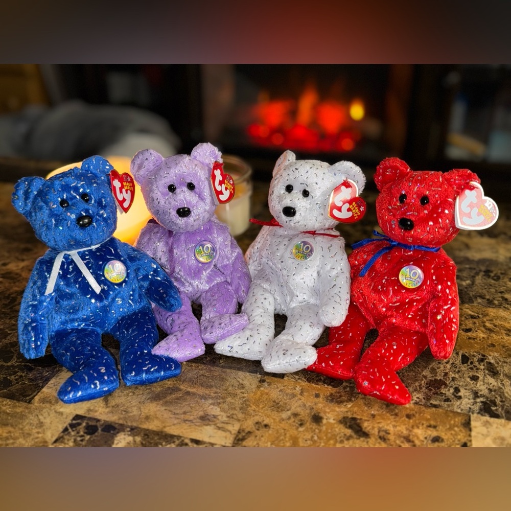 🧸 Ty Decade Beanie Baby 10th Anniversary Bear Lot of 4 Colors w/ Tags
